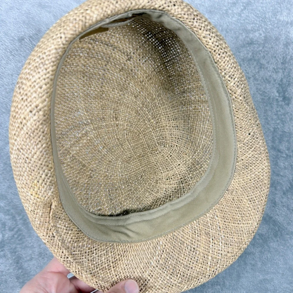 Country Gentleman Mens Medium Straw Flat Cap Tan Woven Driver Hat